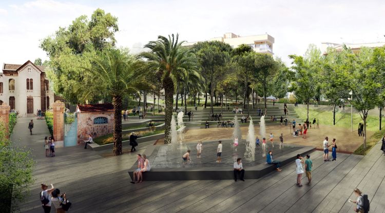 Una imatge del futur Parc Central de Salt Feliu de Guíxols, que dignificarà l'entorn de l'asil Surís. ACN