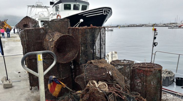 Les gàbies i les cordes recuperades avui a Port de la Selva