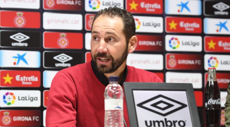 Pablo Machín durant la roda de premsa després del partit contra la Real Sociedad. Girona FC