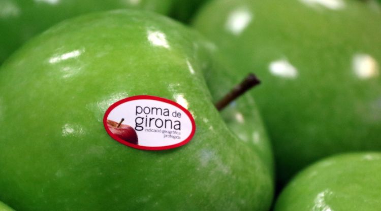 Una poma etiquetada com a Poma de Girona. ACN