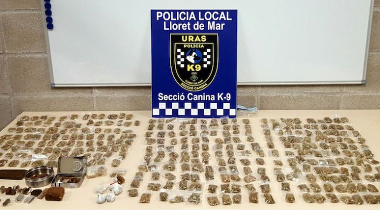 Les substàncies estupefaents que la secció canina de la Policia Local de Lloret ha localitzat aquest any