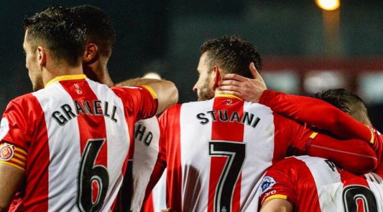 La celebració després del gol de Stuani. Girona FC