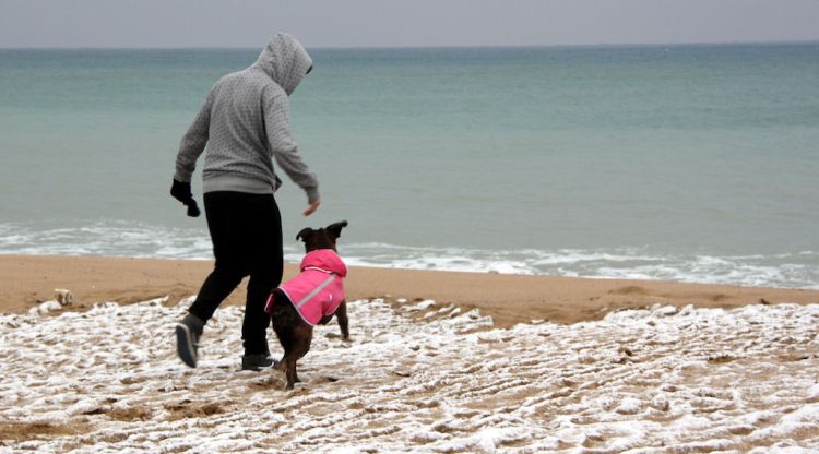 Neu a la platja de Pineda de Mar (arxiu). ACN