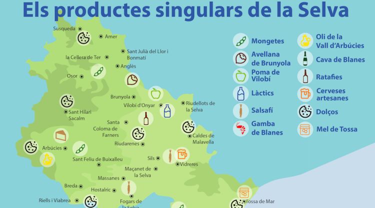 Imatge del mapa de la Selva amb els aliments i begudes seleccionades
