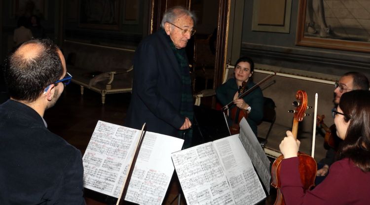El Cosmos Quartet amb Jordi Roch, president de l’Associació Franz Schubert. ACN