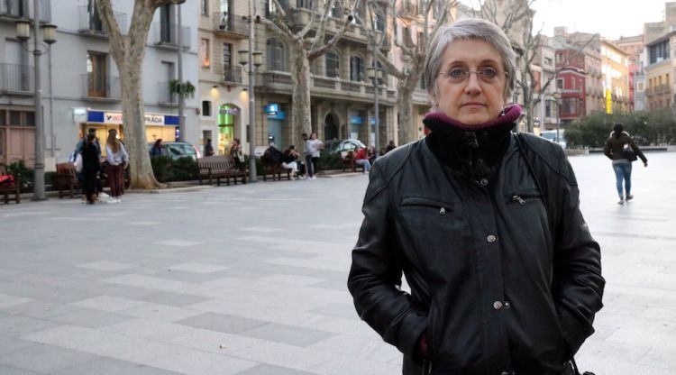 La representant de DMD a les comarques de Girona, Cristina Vallès, a la Rambla de Figueres. ACN