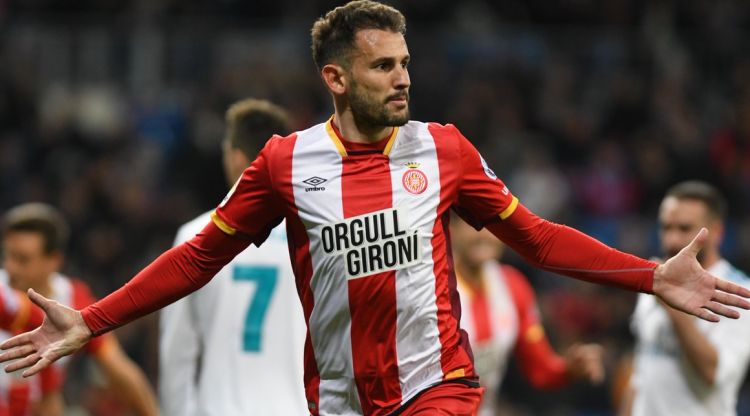 Stuani celebrant el gol al Bernabéu. Girona FC