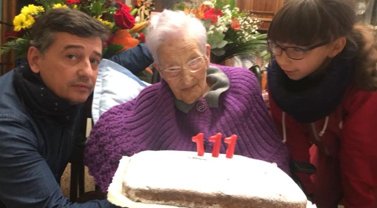 Lola Moret durant la celebració del seu cent onzè aniversari