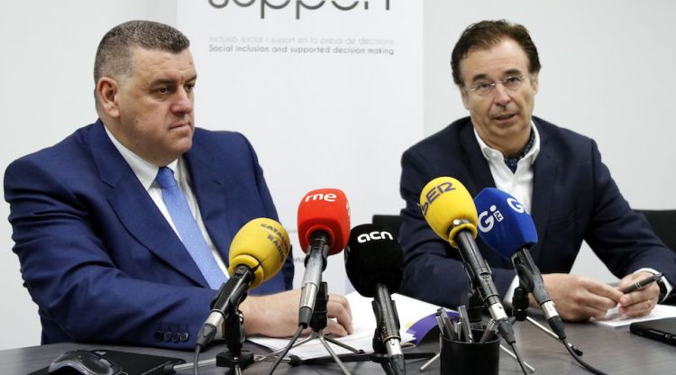 La roda de premsa de presentació dels projectes de futur a les comarques gironines de la Fundació Tutelar. ACN