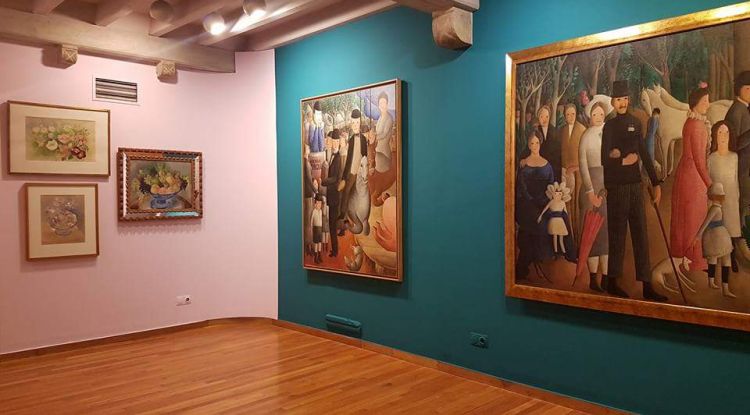 Alguns dels quadres de l'exposició d'Olga Sacharoff al Museu d'Art de Girona. Elina Norandi