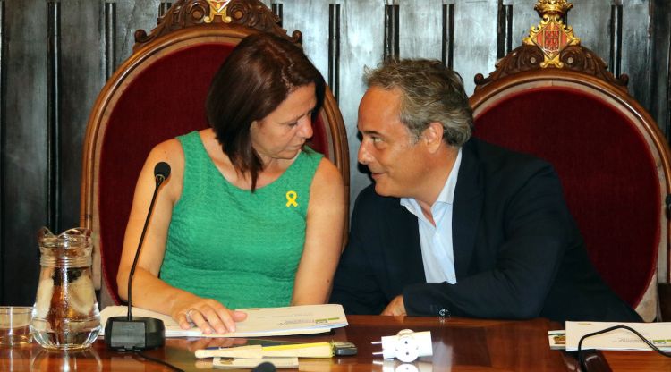 L'alcaldessa de Girona, Marta Madrenas, i el tinent d'alcalde Carles Ribas, aquesta tarda. ACN