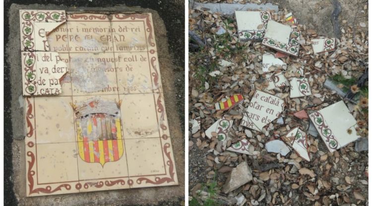 El monument a la batalla del Coll de Panissars totalment destrossat. Sònia Martínez