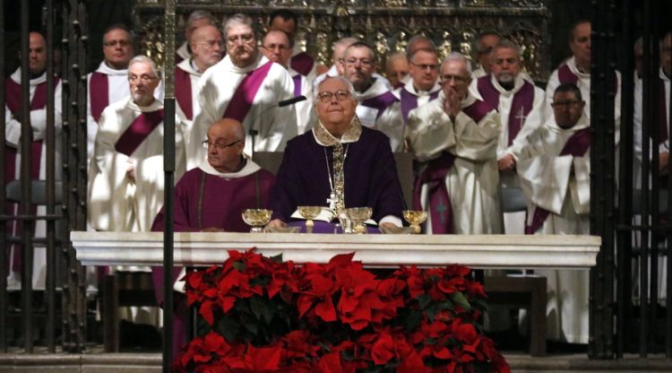 El bisbe de Girona, Francesc Pardo, durant la missa exequial del 29 de desembre del 2016. ACN