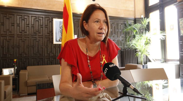 L'alcaldessa de Girona, Marta Madrenas, aquest matí durant l'entrevista. ACN