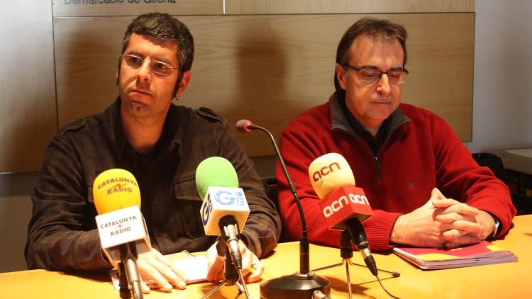 El portaveu de la CUP, Jordi Navarro i el regidor de RCat, Carles Bonaventura (arxiu)
