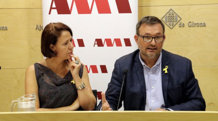 El president de l'AMI, Josep Maria Cervera, i l'alcaldessa de Girona, Marta Madrenas. ACN