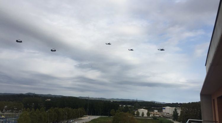 Els helicòpters sobrevolant Girona. Ana Menor