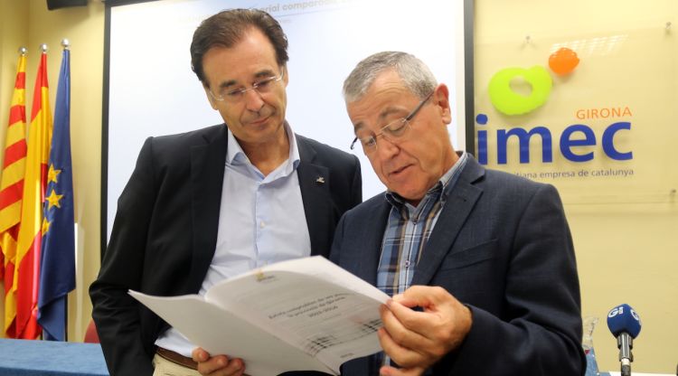 El president de Pimec Girona, l'empresari Pere Cornellà, i el director de l'Observatori de Pimec, Modest Guinjoan. ACN