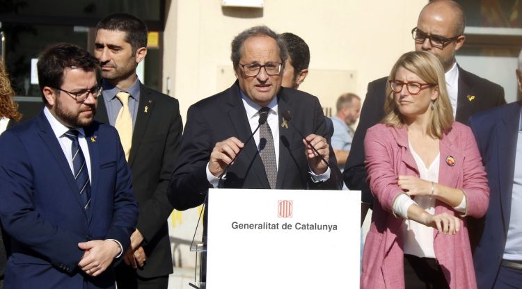 El president Torra durant el discurs institucional a Sant Julià de Ramis. ACN