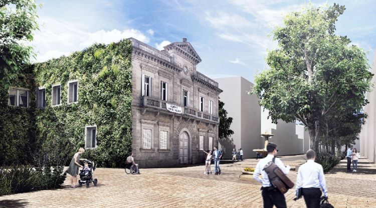 Imatge simulada de com quedarà la nova plaça de l'Ajuntament de Banyoles. ACN