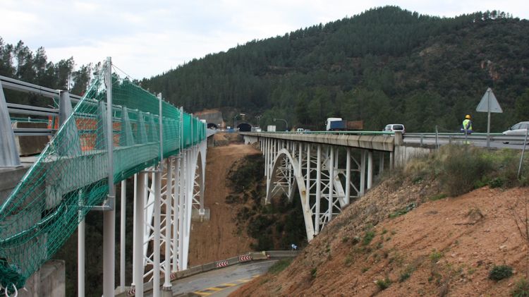 Les obres de desdoblament de l'Eix Transversal al tram de la Selva el març del 2011