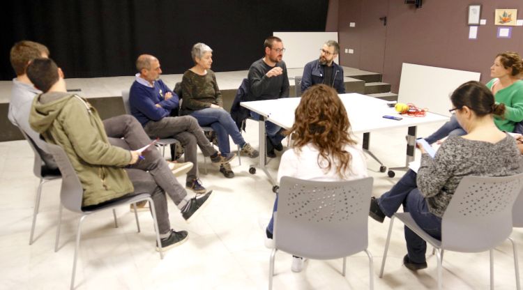 Quatre dels primers candidats de la llista de Guanyem Girona, aquest matí. ACN