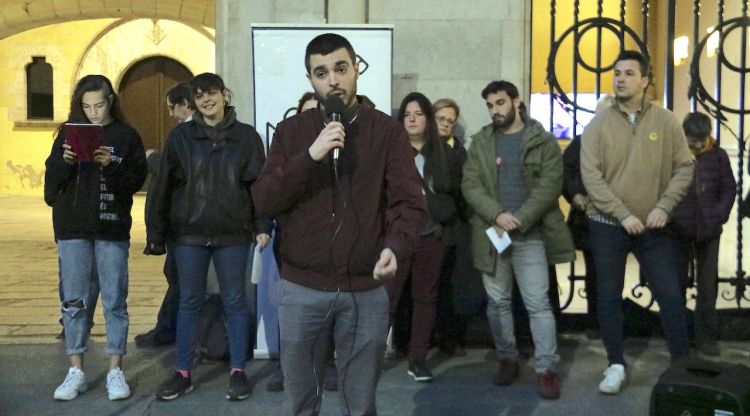 El secretari nacional de l'ANC, Jordi Alemany,a la concentració de la plaça del Vi. ACN