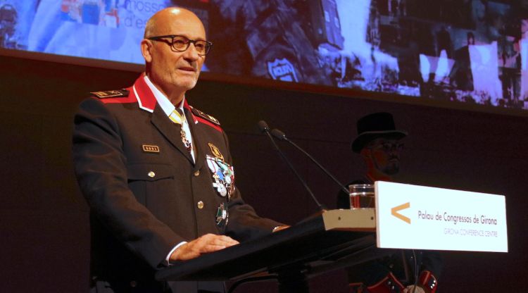 El cap de la Regió Policial de Girona, el comissari Josep Milan, durant el seu discurs del Dia de les Esquadres. ACN