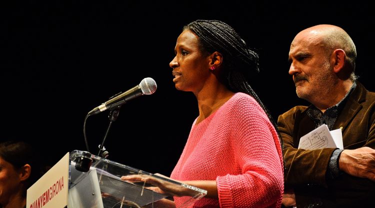 Adama Boiro en un acte de Guanyem Girona