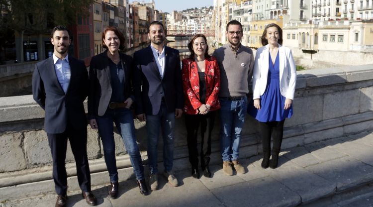 Els candidats a l'alcaldia de Girona. Daniel Pamplona (Cs), Marta Madrenas (JxCat), Quim Ayats (ERC), Sílvia Paneque (PSC), Lluc Salellas (Guanyem Girona) i Concepció Veray (PPC). ACN
