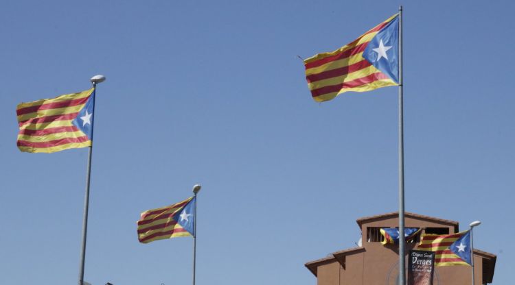 Un grup d'estelades onejant a Verges. ACN