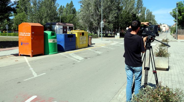 La zona de contenidors del Pla de l'Ametller on el gos hauria atacat la dona. ACN