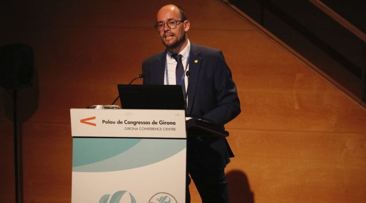 El director de l'Agència Catalana de Turisme, David Font, en la seva conferència al congrés Girocàmping PRO. ACN