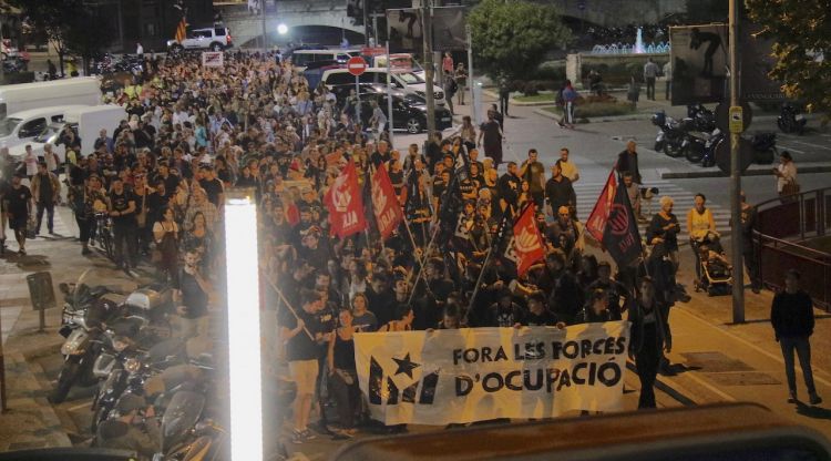 La manifestació de Girona contra l'empresonament dels set membres dels CDR investigats per terrorisme. ACN