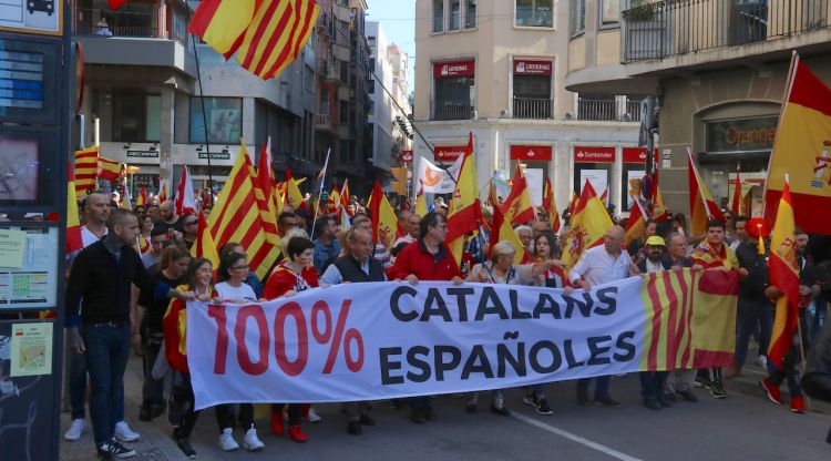 La manifestació espanyolista d'avui a Girona. ACN