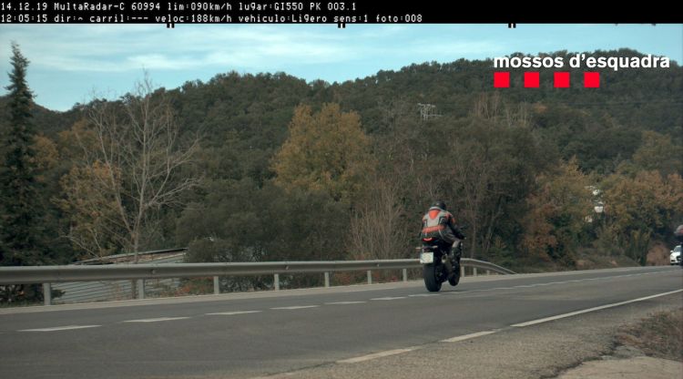 El motorista a qui els Mossos d'Esquadra van caçar circulant a 188 km/h per una carretera local d'Arbúcies