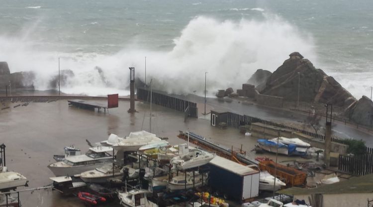 Un espai del Port de Palamós durant el temporal