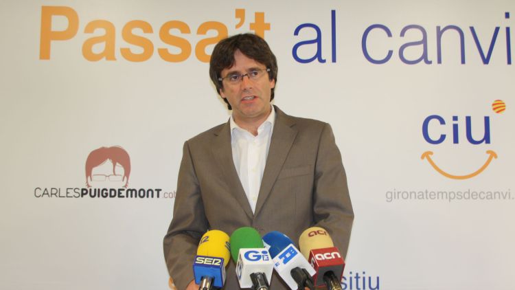 El candidat de CiU a l'alcaldia, Carles Puigdemont, ha presentat les propostes de mobilitat © ACN