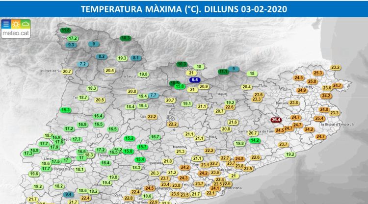 Les temperatures màximes registrades avui