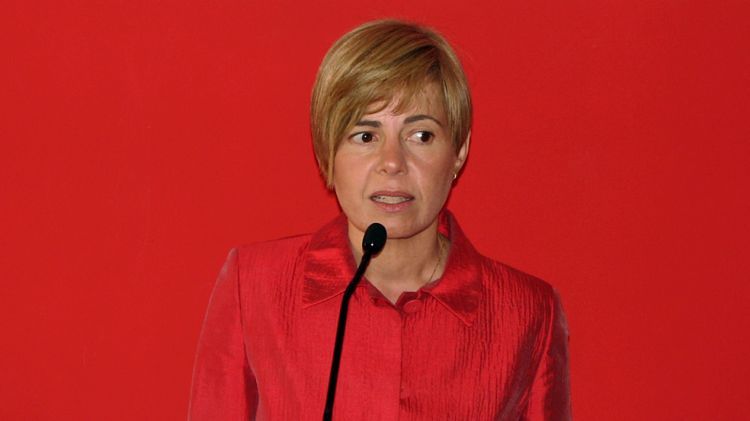 La candidata del PSC a l'alcaldia de Girona, Pia Bosch, durant la roda de premsa © ACN