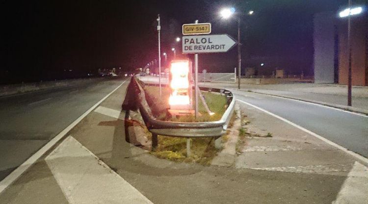 El radar de la C-66 en un dels accessos a Banyoles (Pla de l'Estany)