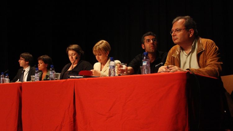 Els candidats a l'alcaldia de Girona breus instants abans de l'inici del debat © M. Estarriola
