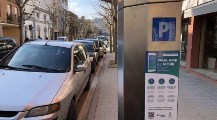 Un aparcament de zona blava a Banyoles. Ràdio Banyoles