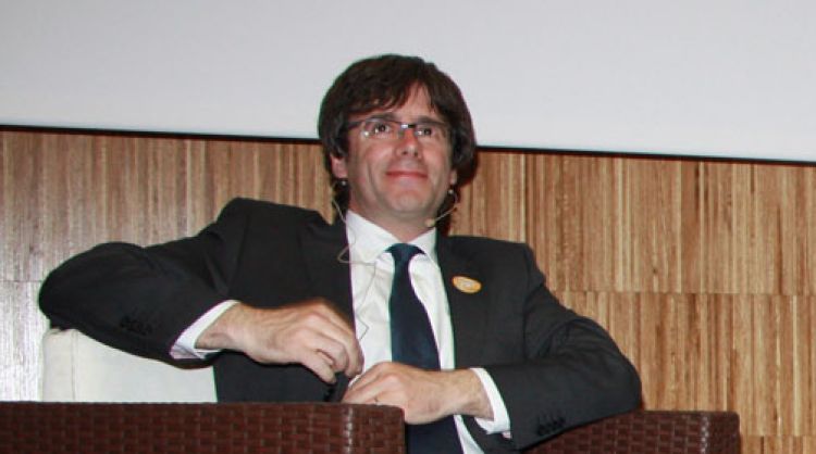 Carles Puigdemont, i el conseller d'Empresa i Ocupació, Francesc Xavier Mena © ACN