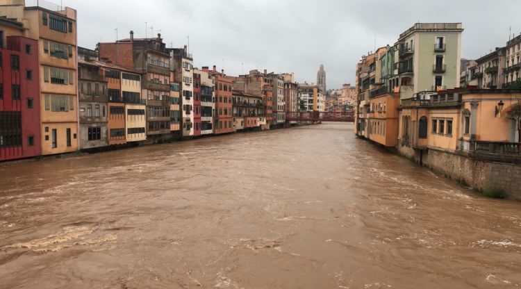 El riu Onyar al seu pas per Girona, aquest matí. M. Estarriola