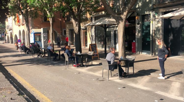Una terrassa a plaça Catalunya, aquest matí. M. Estarriola