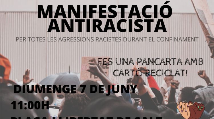 El cartell on s'anuncia la manifestació i apareixen imatges de la concentració a la comissaria de Salt que suposadament se n'havien desvinculat