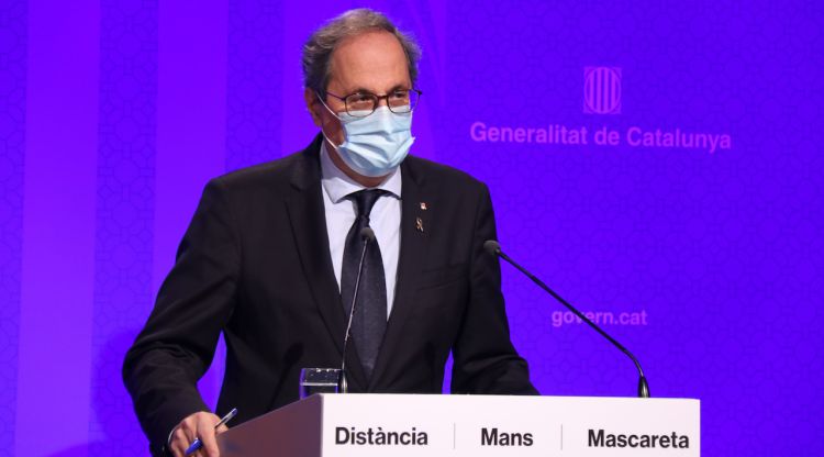 El president de la Generalitat, Quim Torra, en roda de premsa després de la reunió del Consell Executiu (arxiu). ACN