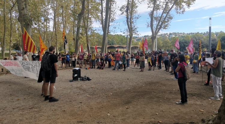 Un moment de la manifestació que s'ha fet aquest divendres 11 de setembre de 2020 a Girona per part de l'esquerra independentista