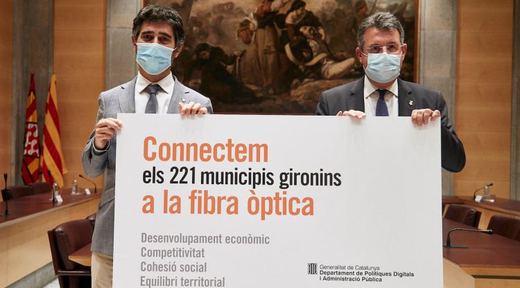 El conseller de Polítiques Digitals i Administració Pública, Jordi Puigneró, i el president de la Diputació de Girona, Miquel Noguer,. ACN